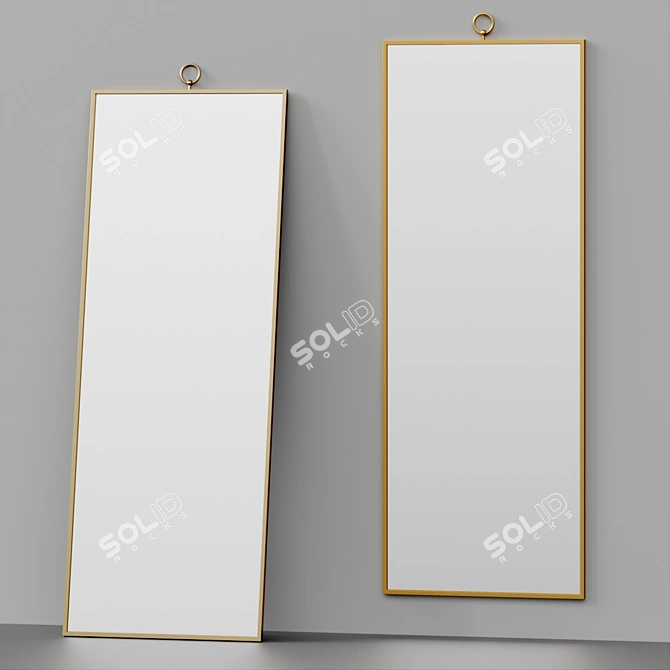 Antique Gold Floor Mirror 3D model image 2