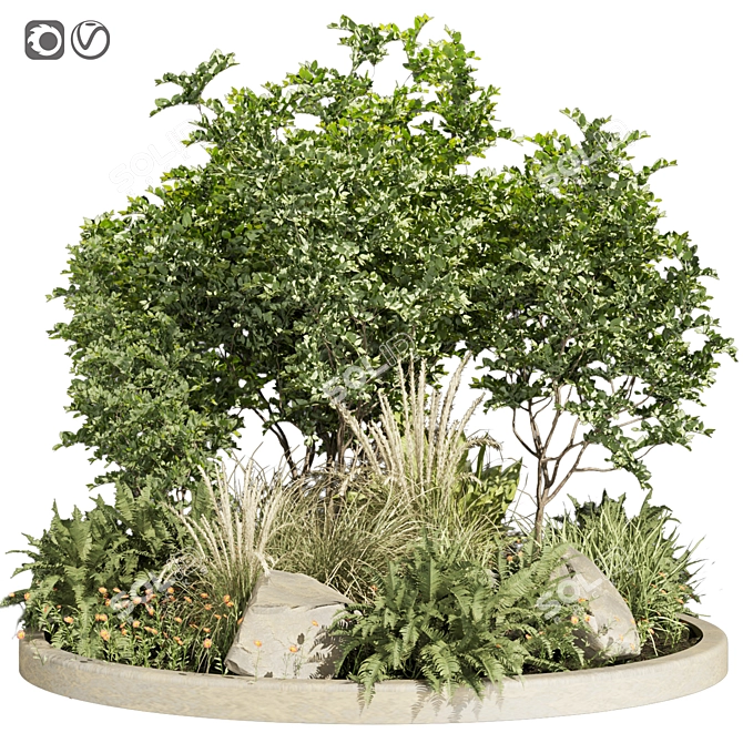 Premium Outdoor Garden Plant Collection 3D model image 1