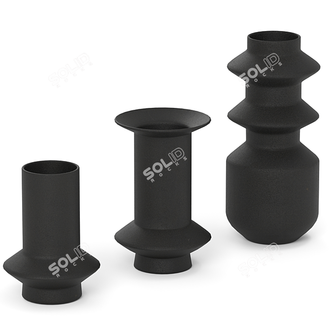 Anaïa Metal Fluted Vases Set 3D model image 2