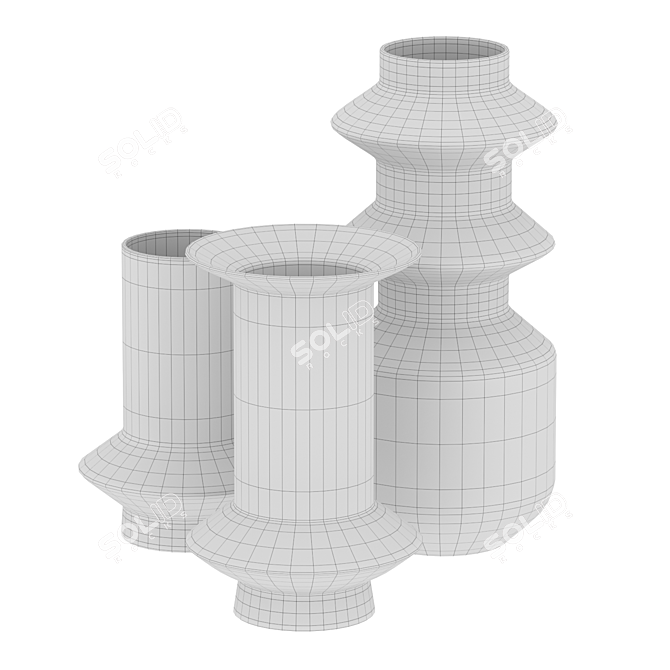 Anaïa Metal Fluted Vases Set 3D model image 3