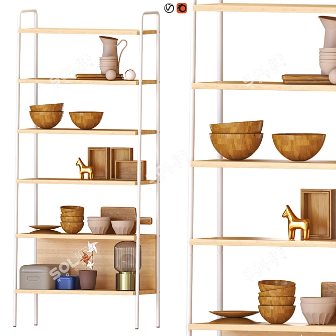 Sustainable Bamboo Shelving Unit 3D model image 1