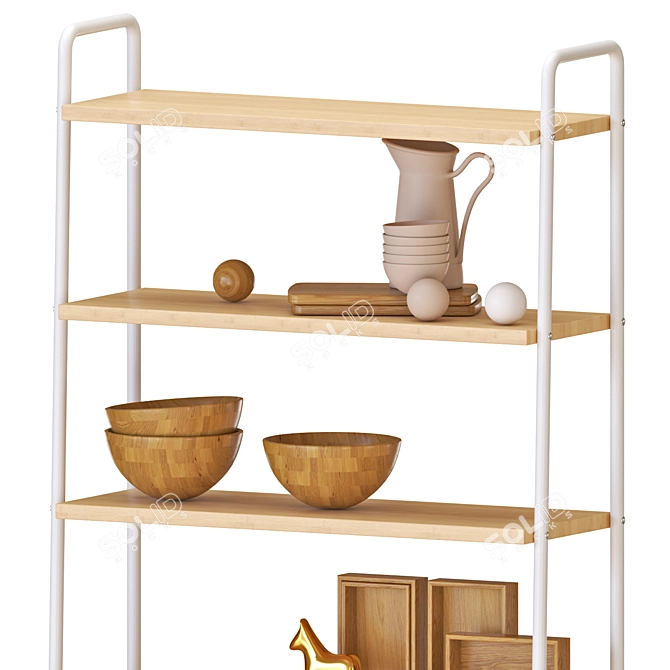 Sustainable Bamboo Shelving Unit 3D model image 2