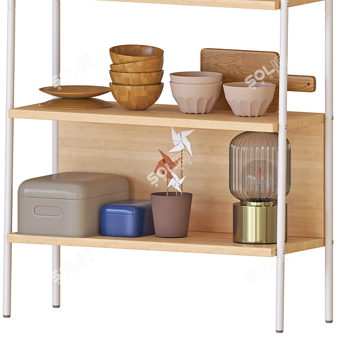 Sustainable Bamboo Shelving Unit 3D model image 3