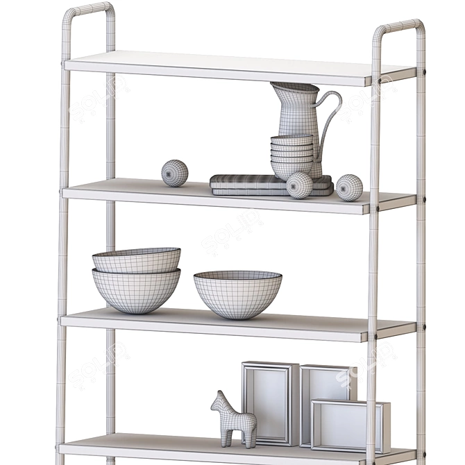 Sustainable Bamboo Shelving Unit 3D model image 5