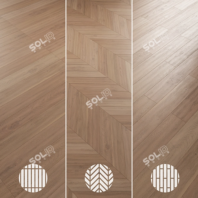 Oak Parquet Flooring Collection 3D model image 6