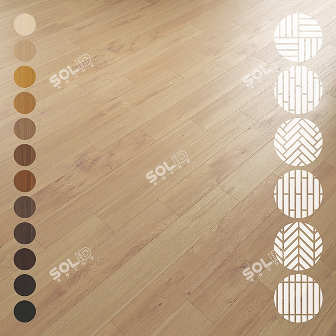 Oak Parquet Flooring Collection 3D model image 1