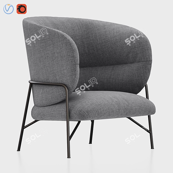 Japanese Elegance Lounge Armchair 3D model image 1