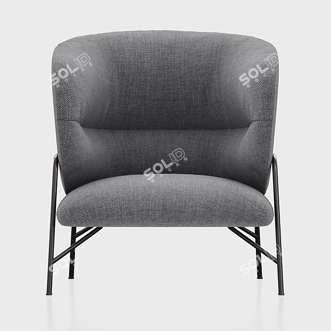 Japanese Elegance Lounge Armchair 3D model image 2