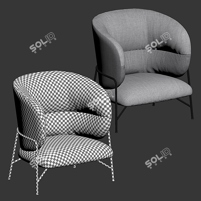 Japanese Elegance Lounge Armchair 3D model image 5