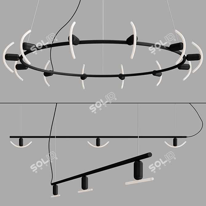 Contemporary Beem Black Chandelier Collection 3D model image 3