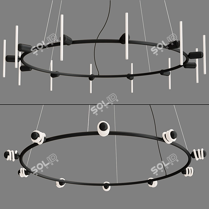 Contemporary Beem Black Chandelier Collection 3D model image 4