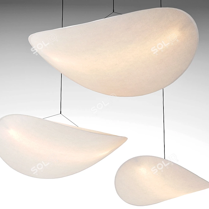 Modern White Tense Pendant Lamps 3D model image 4