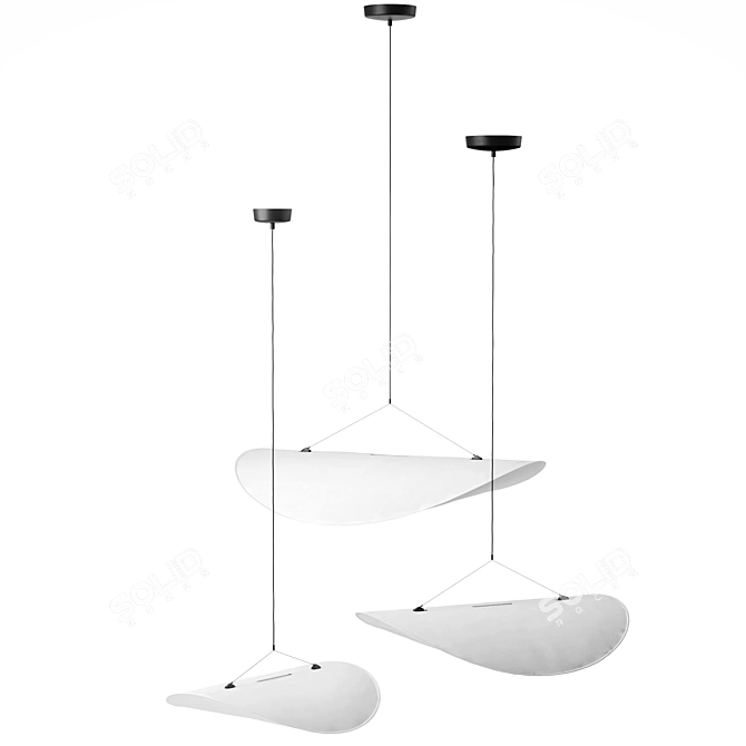 Modern White Tense Pendant Lamps 3D model image 6