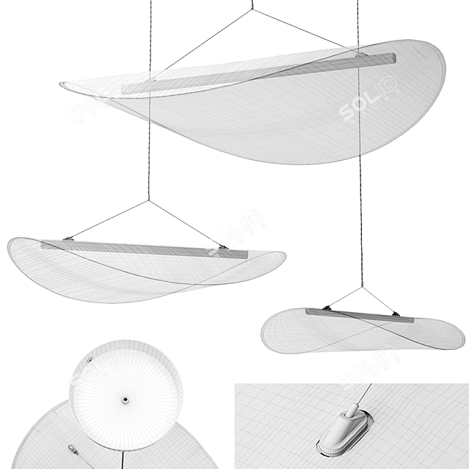 Modern White Tense Pendant Lamps 3D model image 7