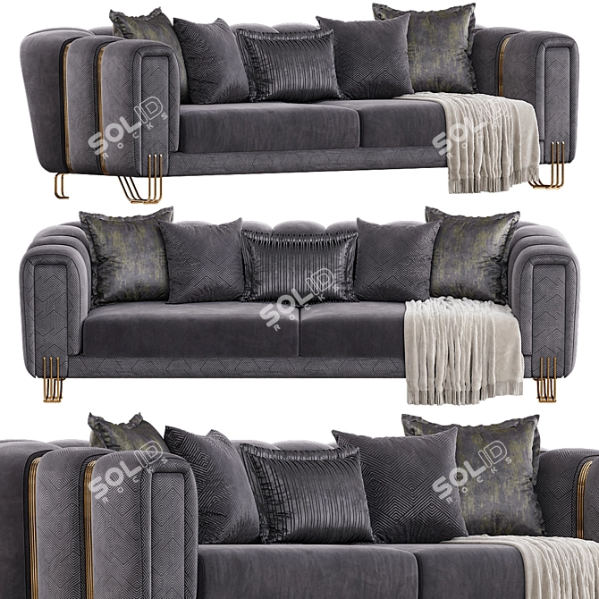 Luxury Velvet Almira Sofa Bed 3D model image 1