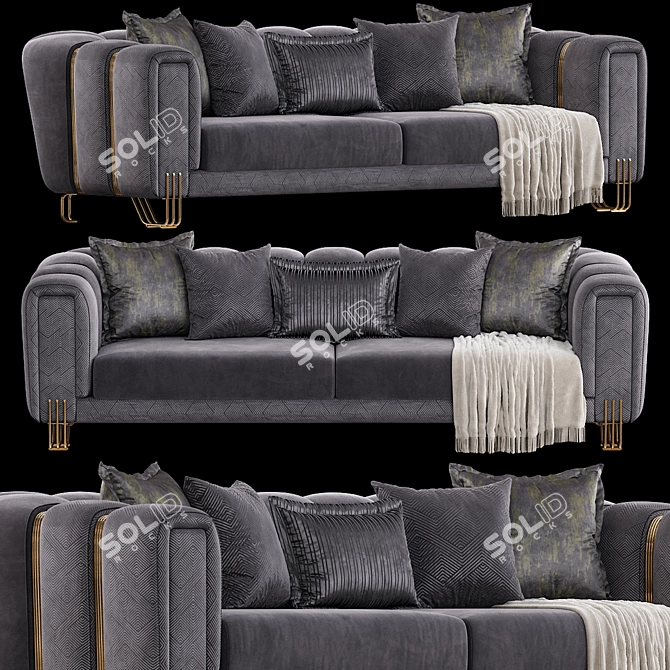 Luxury Velvet Almira Sofa Bed 3D model image 2