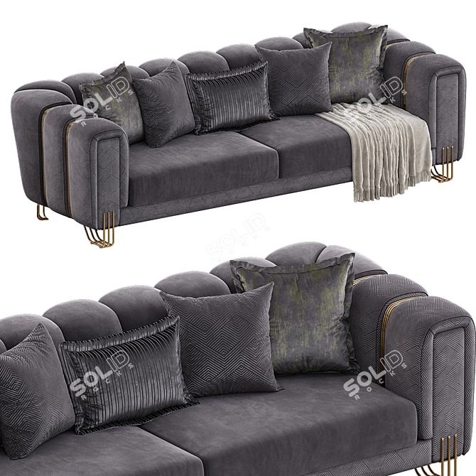 Luxury Velvet Almira Sofa Bed 3D model image 3