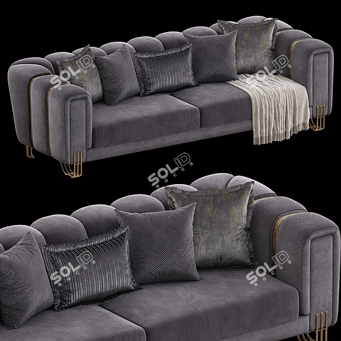 Luxury Velvet Almira Sofa Bed 3D model image 4