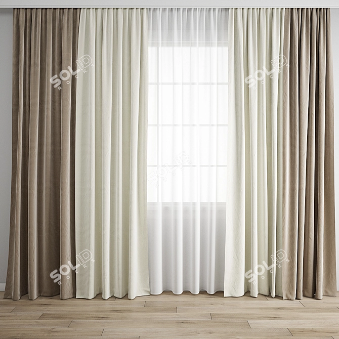 / Detailed Curtain 3D Model 3D model image 1