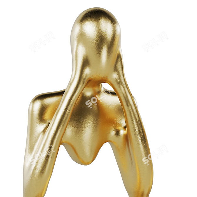 Abstract Golden Statuette Set 3D model image 3