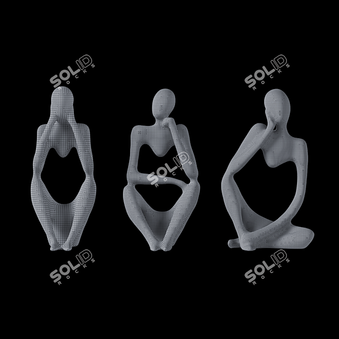 Abstract Golden Statuette Set 3D model image 4