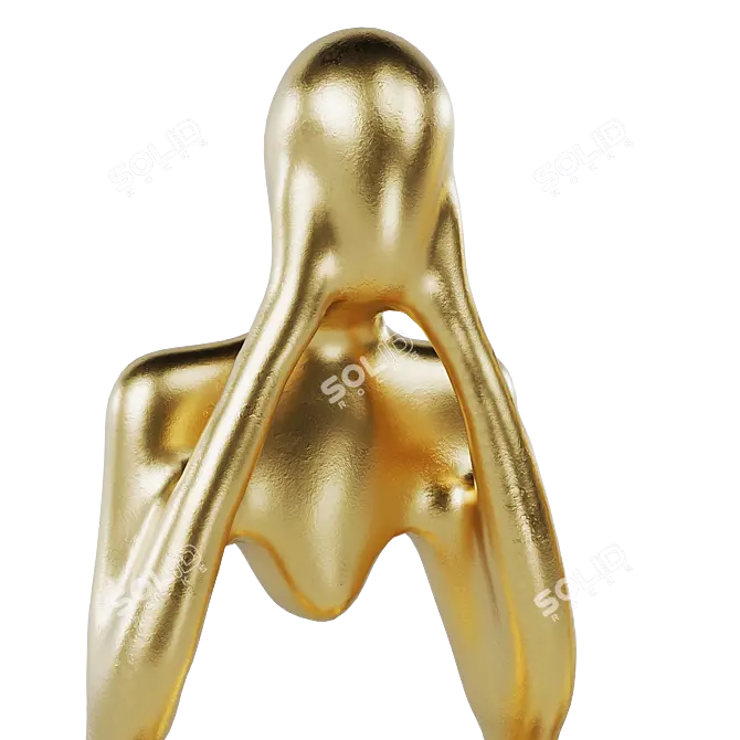 Abstract Golden Statuette Set 3D model image 7