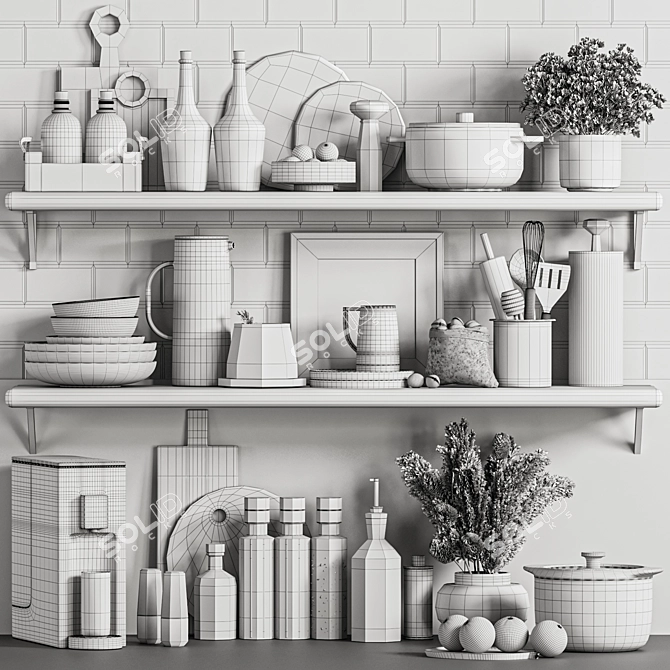 Modern Kitchen Accessories Set for 3D Rendering 3D model image 6