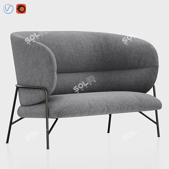 Elegant Samurai High-Back Sofa 3D model image 1