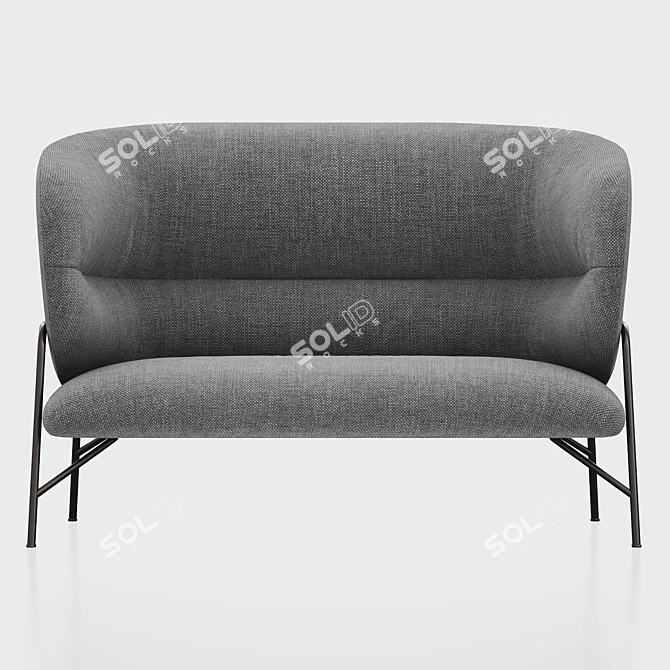 Elegant Samurai High-Back Sofa 3D model image 2