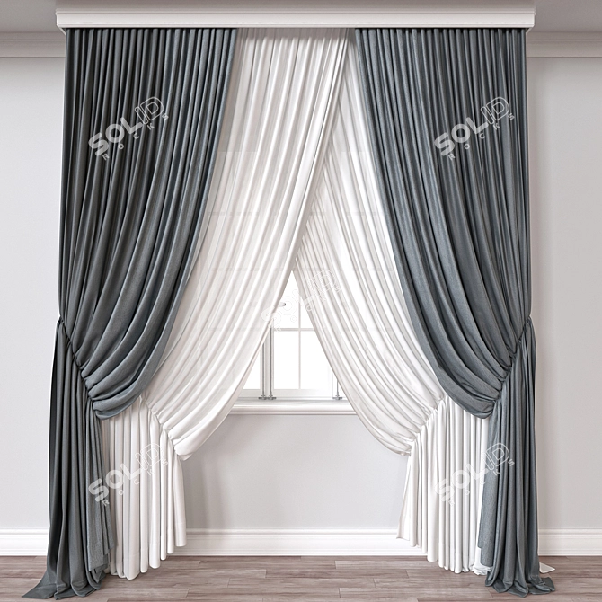 Modern 3D Curtains Render Set 3D model image 1