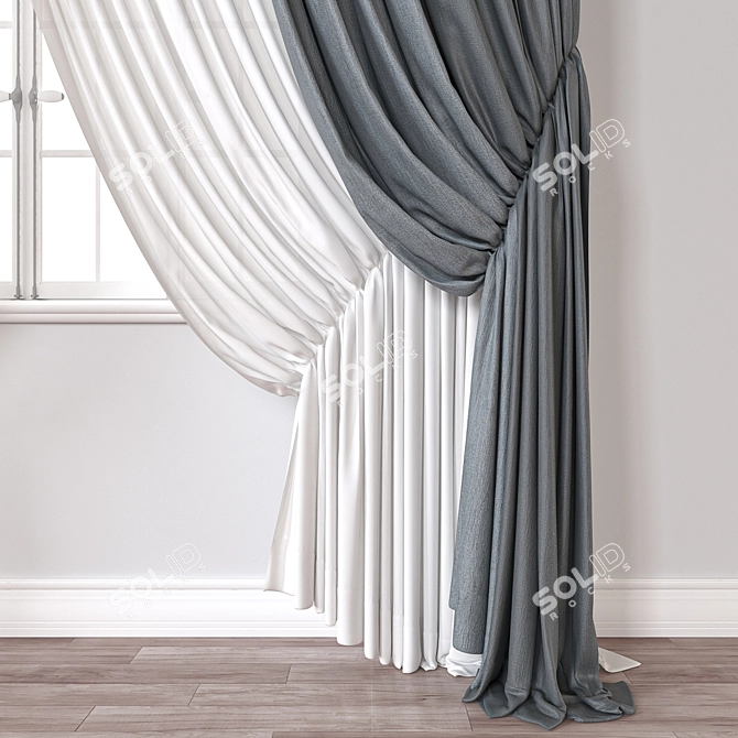 Modern 3D Curtains Render Set 3D model image 3