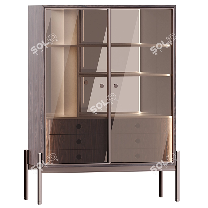 Rosewood Superquadra Display Cabinet 3D model image 1