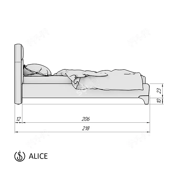 Designer Bed ALICE by IGOR SHCHIPTSOV 3D model image 4