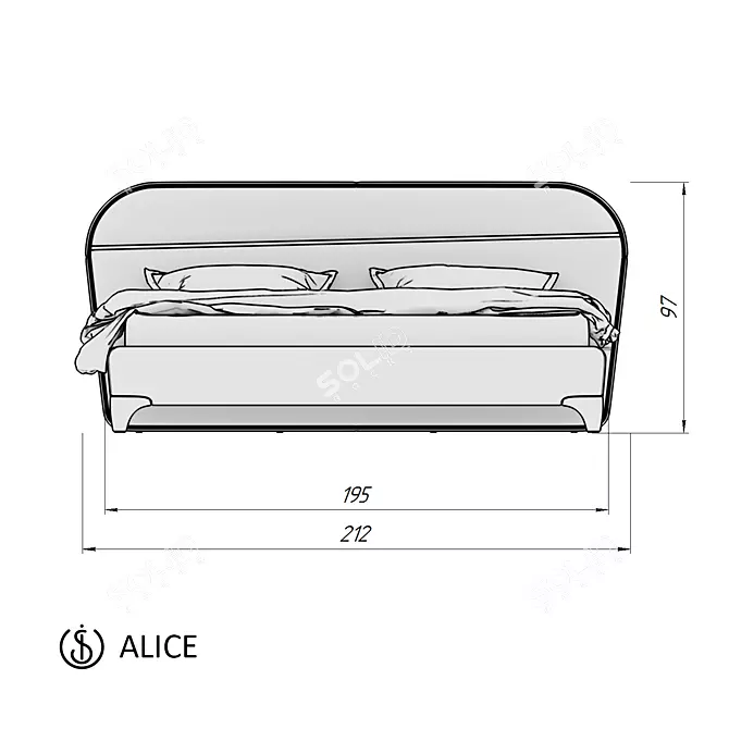 Designer Bed ALICE by IGOR SHCHIPTSOV 3D model image 5