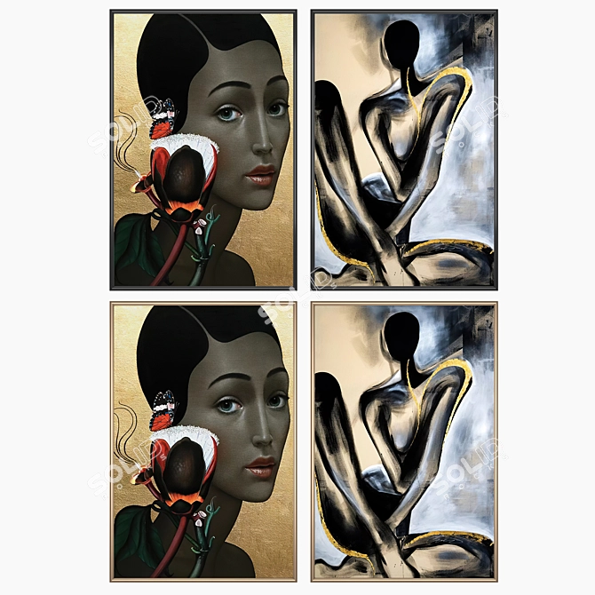 Art Set with Varied Frames 3D model image 2