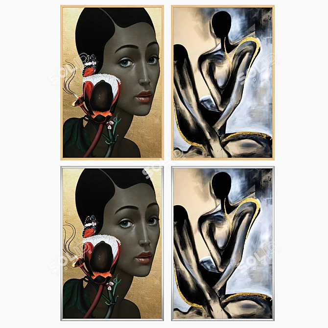 Art Set with Varied Frames 3D model image 3