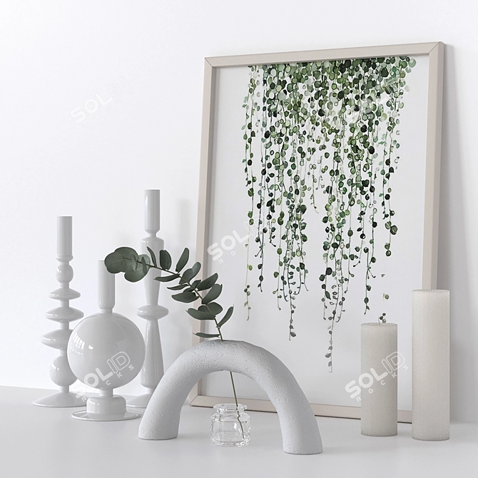 Eucalyptus-Inspired Decor Set 3D model image 1