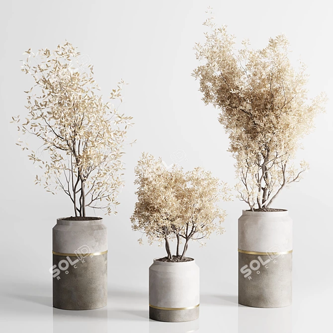 Autumn Concrete Vase Plant Set 3D model image 2