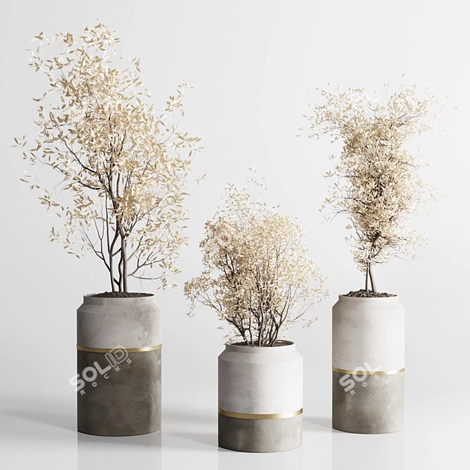 Autumn Concrete Vase Plant Set 3D model image 3