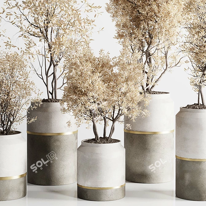 Autumn Concrete Vase Plant Set 3D model image 6