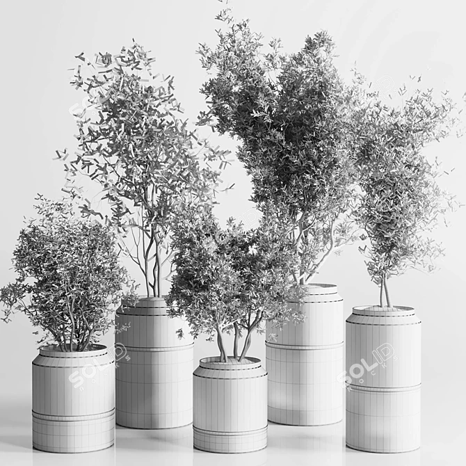 Autumn Concrete Vase Plant Set 3D model image 7