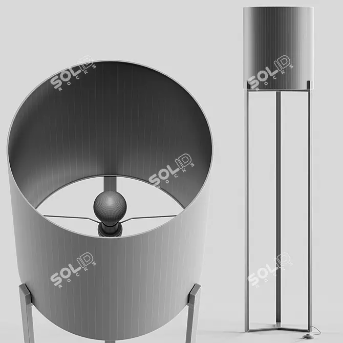 Contemporary Metal Floor Lamp Fixture 3D model image 4