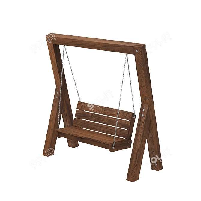 Palisander Wood Garden Swing 3D model image 1