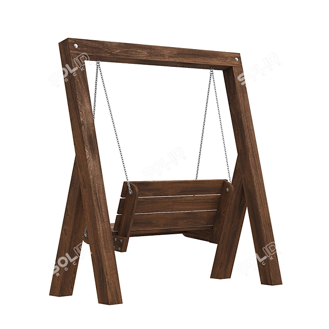 Palisander Wood Garden Swing 3D model image 2