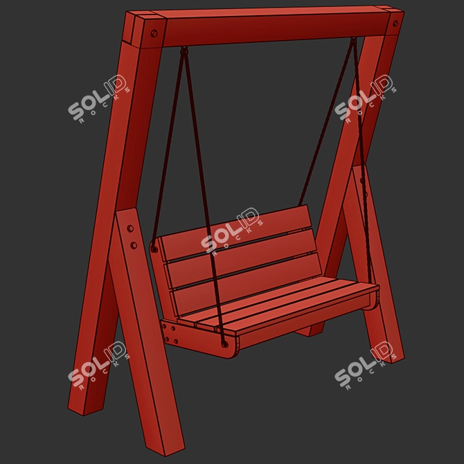 Palisander Wood Garden Swing 3D model image 3