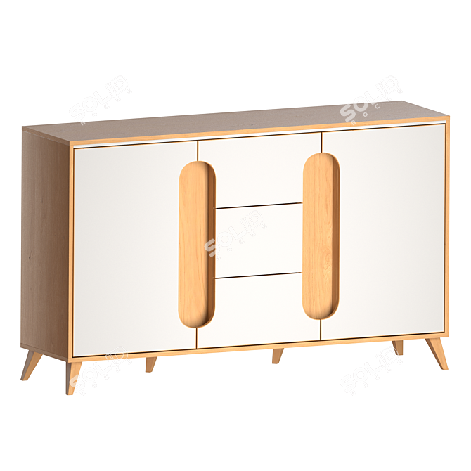 Elegant Nova 2 Drawer Nightstand 3D model image 1