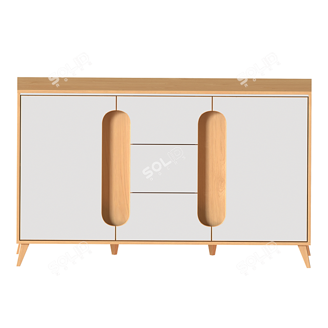 Elegant Nova 2 Drawer Nightstand 3D model image 2