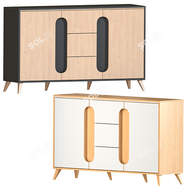 Elegant Nova 2 Drawer Nightstand 3D model image 3