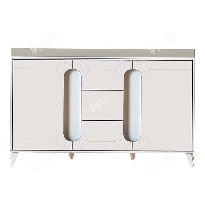 Elegant Nova 2 Drawer Nightstand 3D model image 5