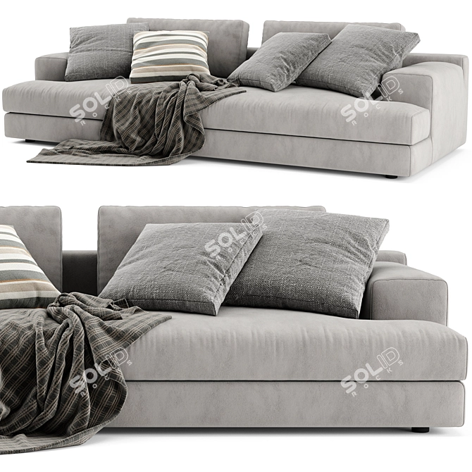 Modern Cassina Miloe 2-Seater Sofa 3D model image 3